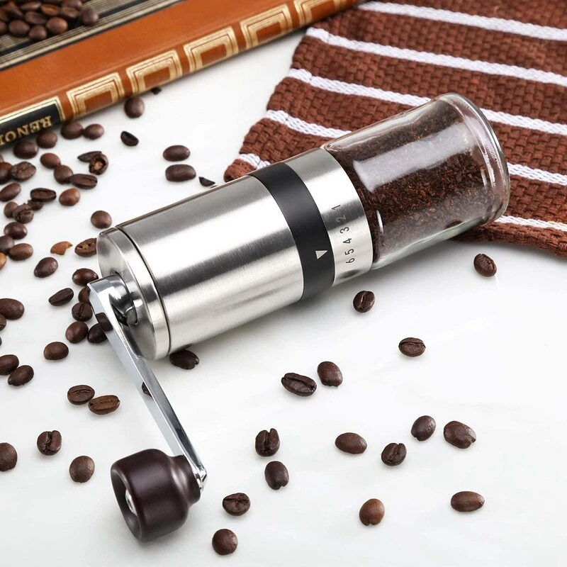 (image for) Manual Coffee Grinder Portable Coffee Bean Grinder Stainless Steel Grinder 6-gear Aadjustment