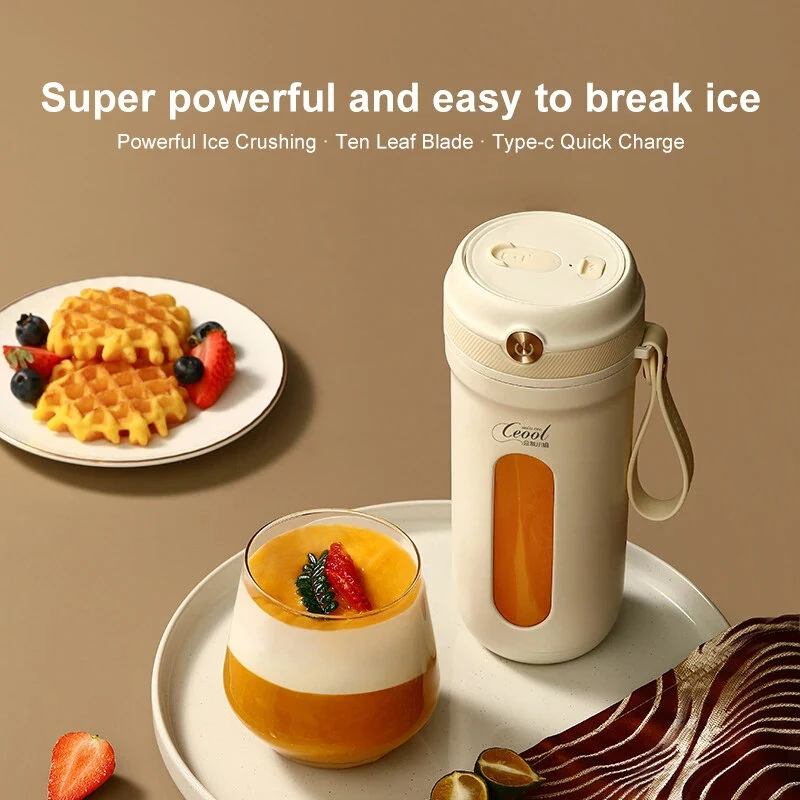 (image for) Portable Juicer Blender 350ml With 10 Blades Electric Fruit Juicer USB Charging Lemon Orange Fruit Juicing Cup Smoothie Blender Machine